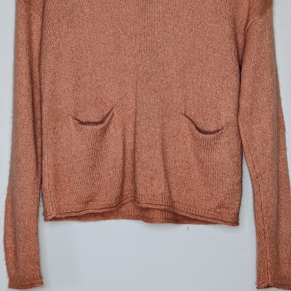Madewell Alpaca Chelsea Pocket Pullover Knit Crop Box Sweater Peach Pink Size XS - Picture 8 of 10